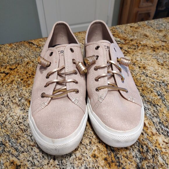 Sperry Sky Sail Metallic Twill Rose Dust Slip On Sneakers Women's Sz 9.5M - Picture 9 of 12
